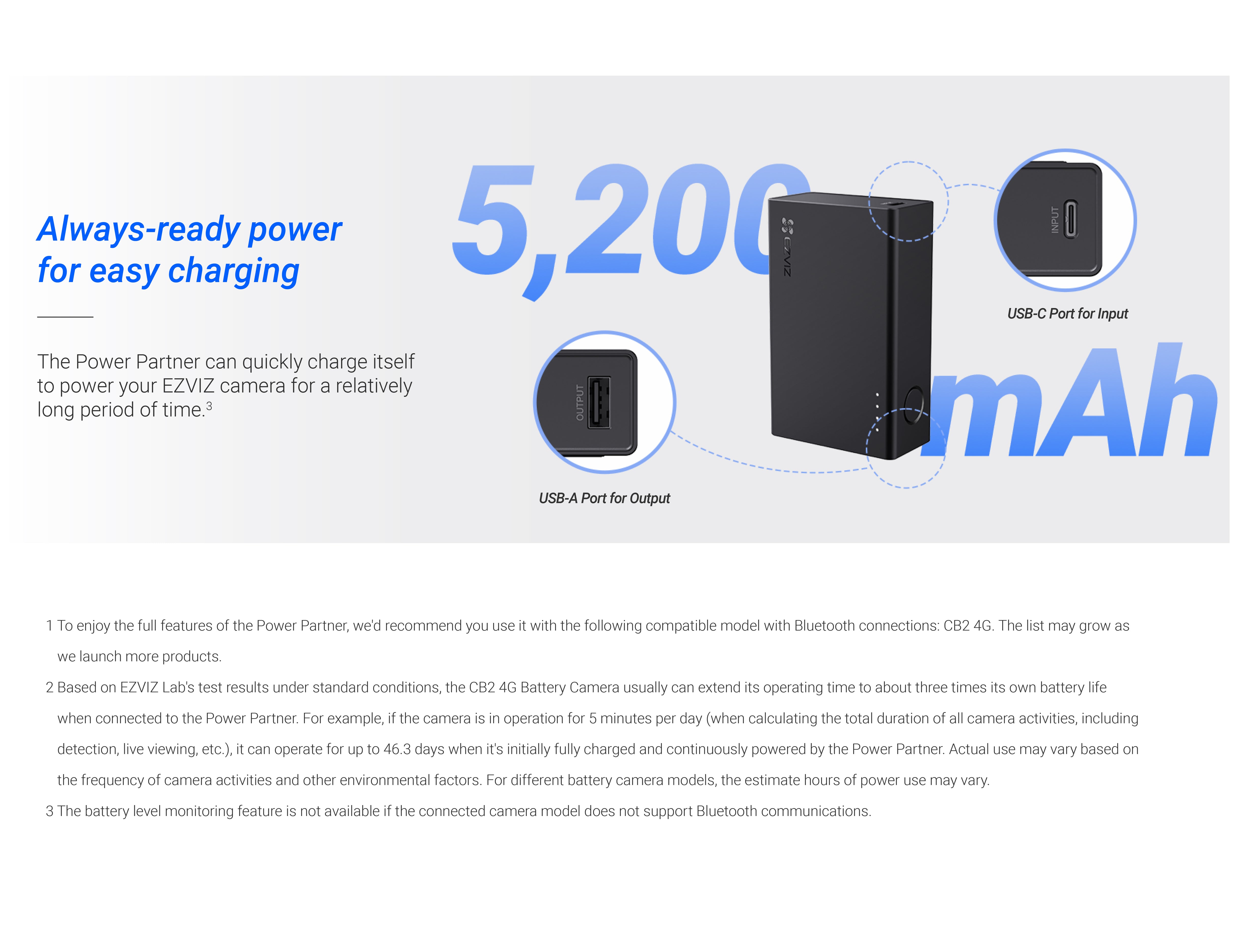 EZVIZ CB2 Battery Partner PB18 Power Partner Power Bank for CB2 series 5200mAH