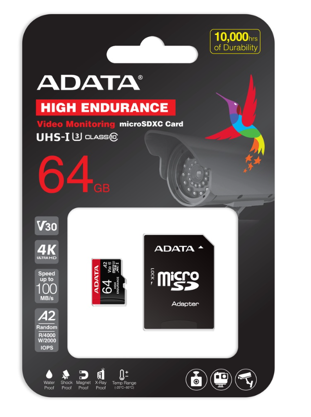 ADATA Memory Card 64GB/128GB/256GB High Endurance V30 microSDXC/SDHC UHS-I Card