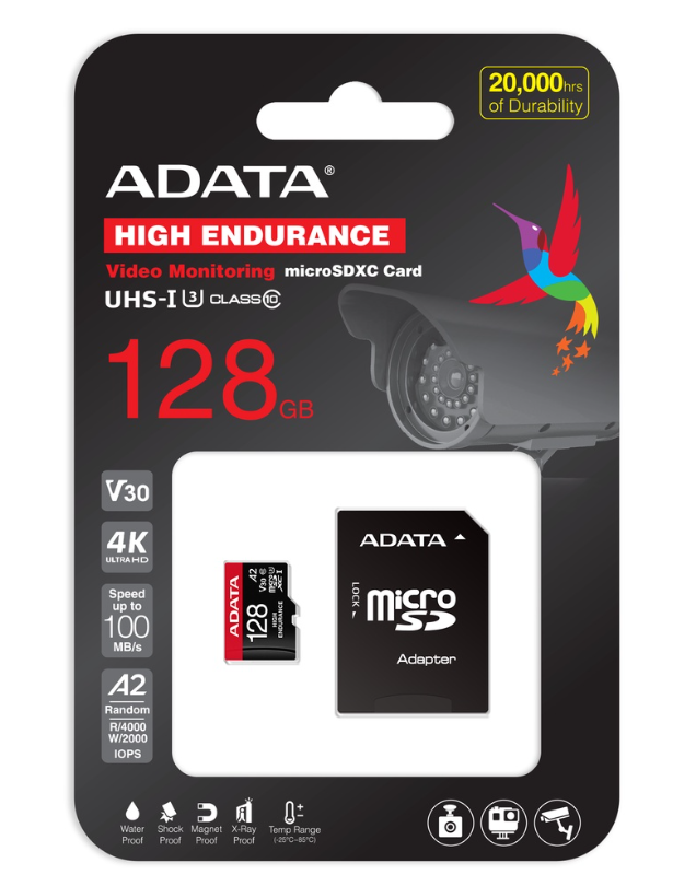 ADATA Memory Card 64GB/128GB/256GB High Endurance V30 microSDXC/SDHC UHS-I Card