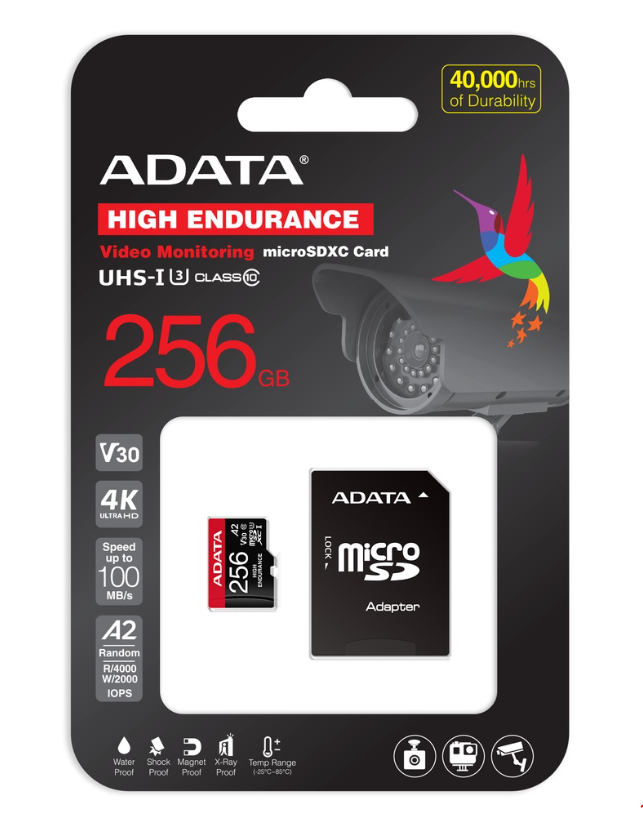 ADATA Memory Card 64GB/128GB/256GB High Endurance V30 microSDXC/SDHC UHS-I Card