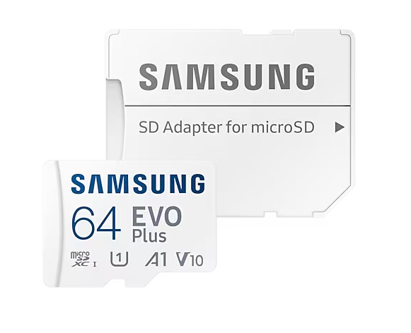 Samsung EVO PLUS microSDXC 64GB UHS-I U1 A1 V10 class 10 memory card + adapter for SD