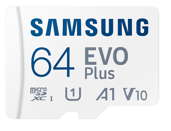 Samsung EVO PLUS microSDXC 64GB UHS-I U1 A1 V10 class 10 memory card + adapter for SD