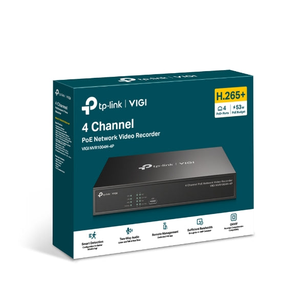 TP-LINK 4K VIGI NVR1004H-4P 4-Channel Network Video Recorder