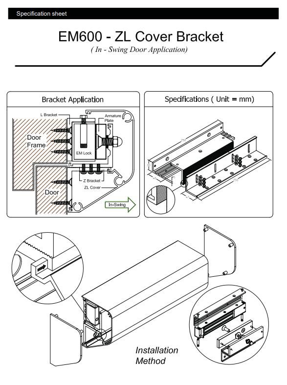 ZL Bracket For Door Access EM Lock