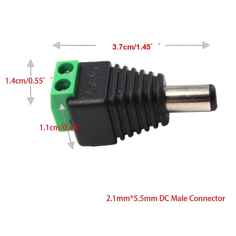 DC Power Connector Male/Female Jack Connector Plug Adapter for CCTV Camera