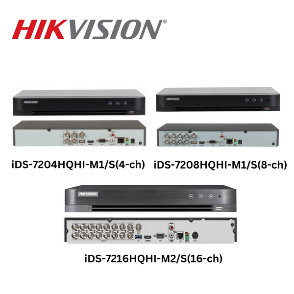 HIKVISION 2MP DVR iDS-7204HQHI-M1/S (4-ch), iDS-7208HQHI-M1/S (8-ch), iDS-7216HQHI-M2/S (16-ch) 1080p 1U H.265 AcuSense DVR