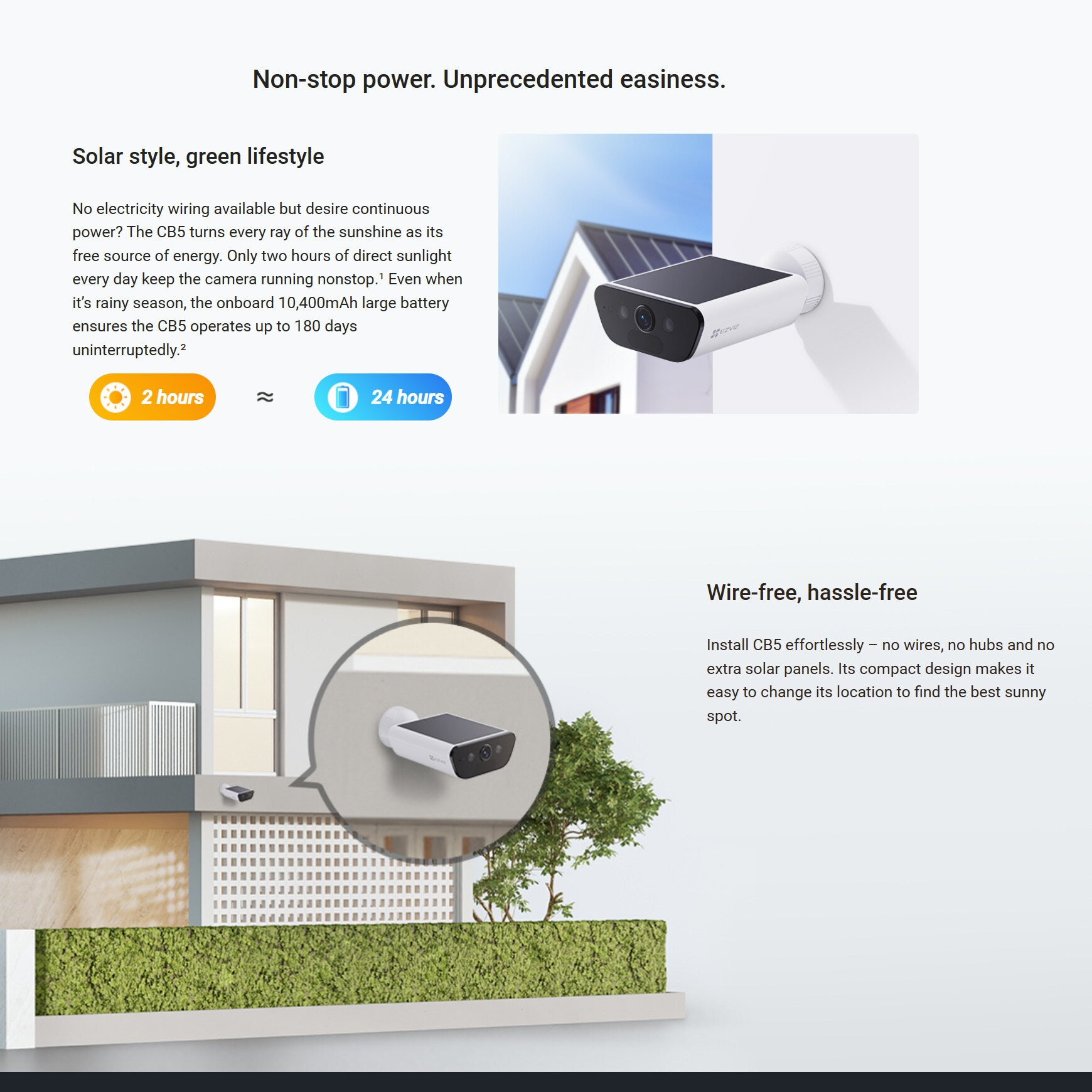 Ezviz CB5 4K 8MP Two Way Talk Motion Detection Wifi Battery Powered with Build in Solar Panel Smart Home Security CCTV Camera