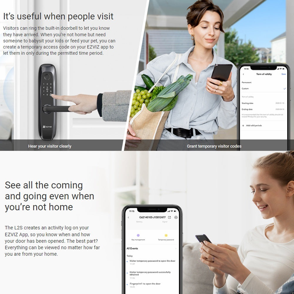 Ezviz L2S Smart Fingerprint Passcode Proximity Card Keyless Lock Zigbee Version Door Lock