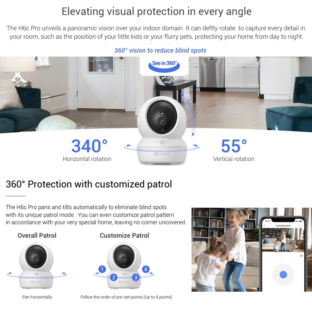 EZVIZ H6C Pro 2MP / 4MP Pan & Tilt Smart Home Camera