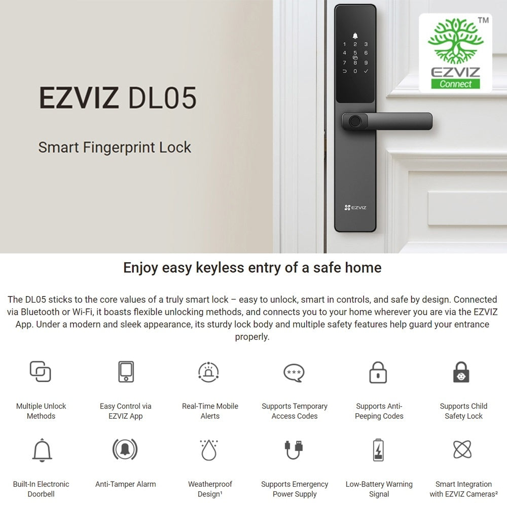 Ezviz DL05 Smart Home Security Fingerprint Door Handle Lock Smart Fingerprint Lock Keyless Doorlock