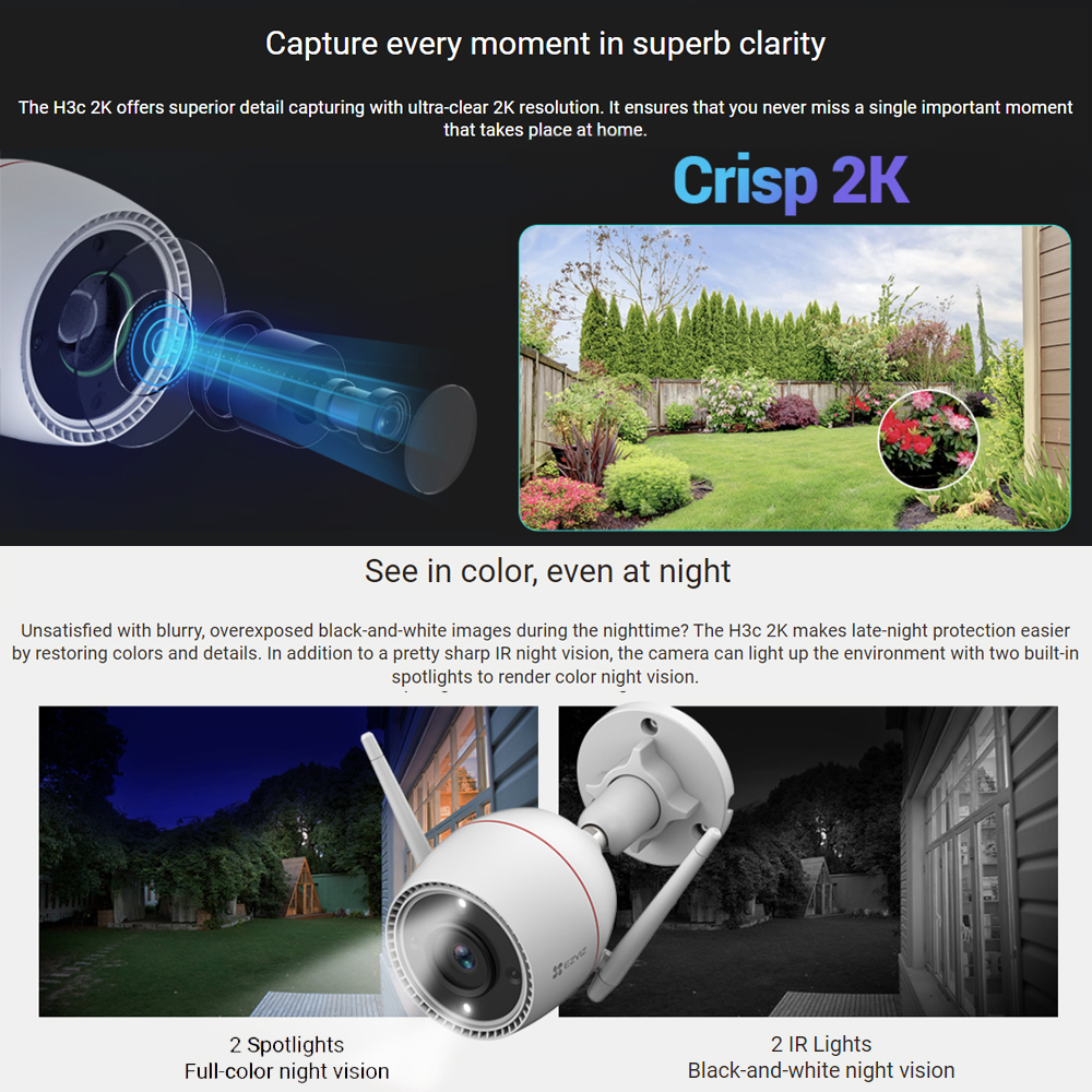 EZVIZ H3c 3MP 2K / H3c 4MP 2K+ Outdoor Wi-Fi Smart Home Camera