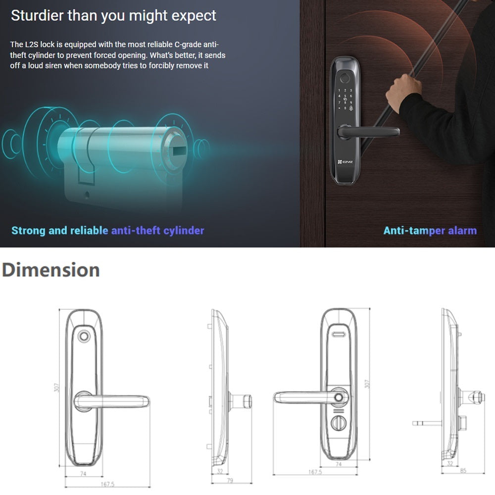 Ezviz L2S Smart Fingerprint Passcode Proximity Card Keyless Lock Zigbee Version Door Lock