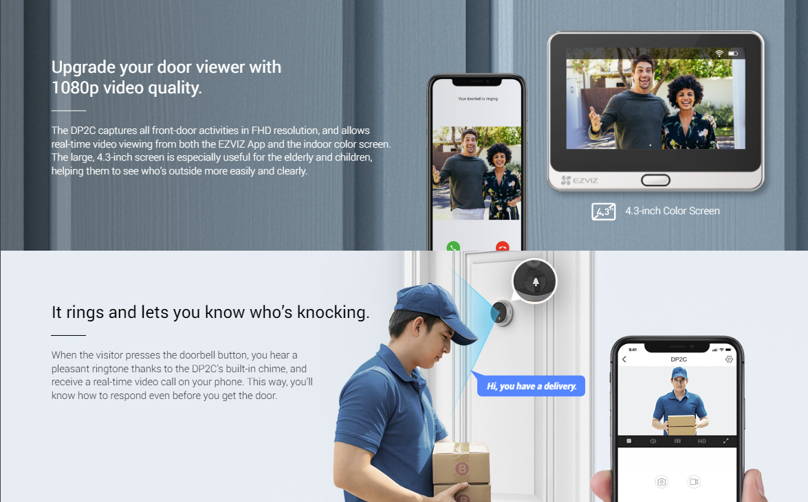 EZVIZ DP2C Wire-free Peephole Doorbell