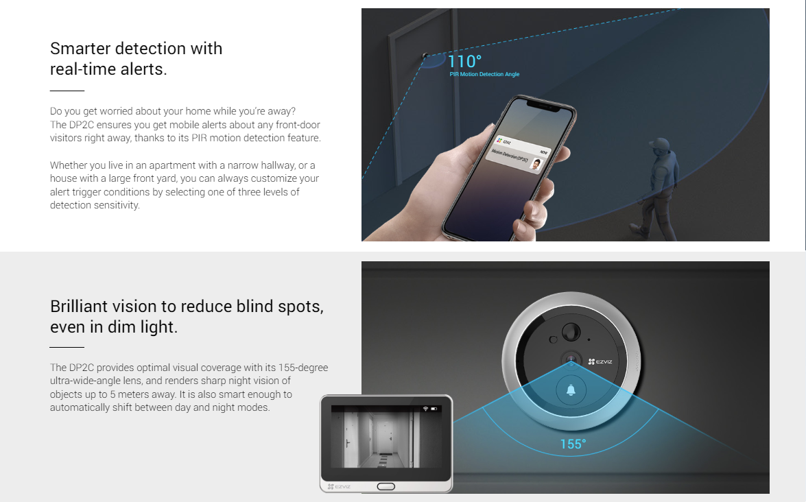 EZVIZ DP2C Wire-free Peephole Doorbell