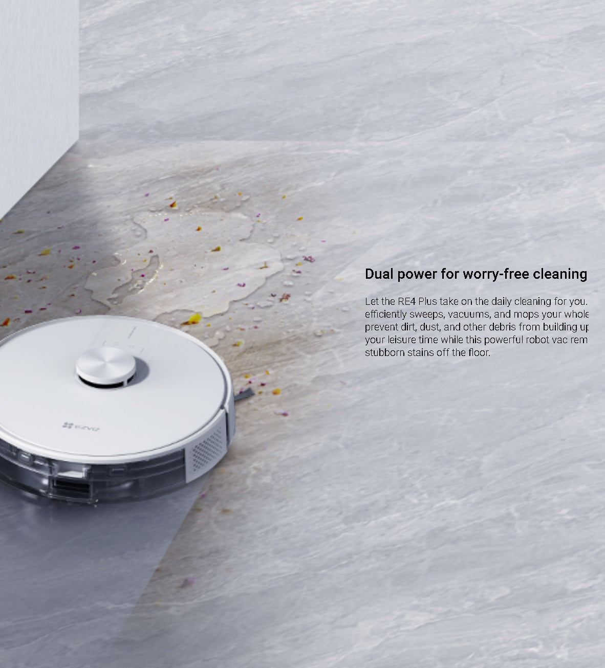 EZVIZ RE4 Plus Robot Vacuum cleaner 4000 Pa Suction Power Automatic Cleaning Self Returning Charging Dock Ezviz Vacuum