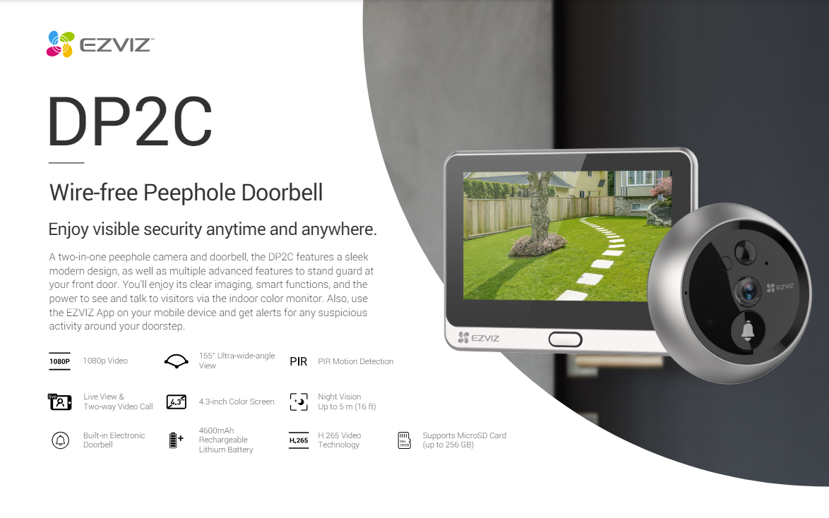 EZVIZ DP2C Wire-free Peephole Doorbell