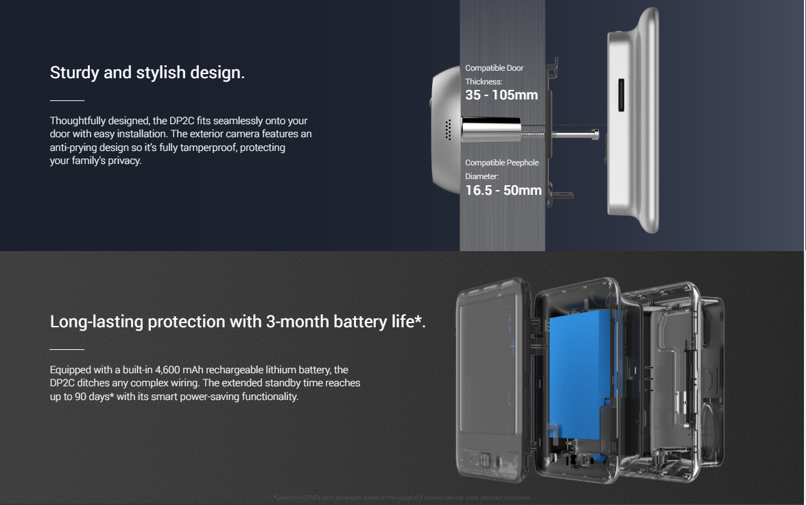 EZVIZ DP2C Wire-free Peephole Doorbell