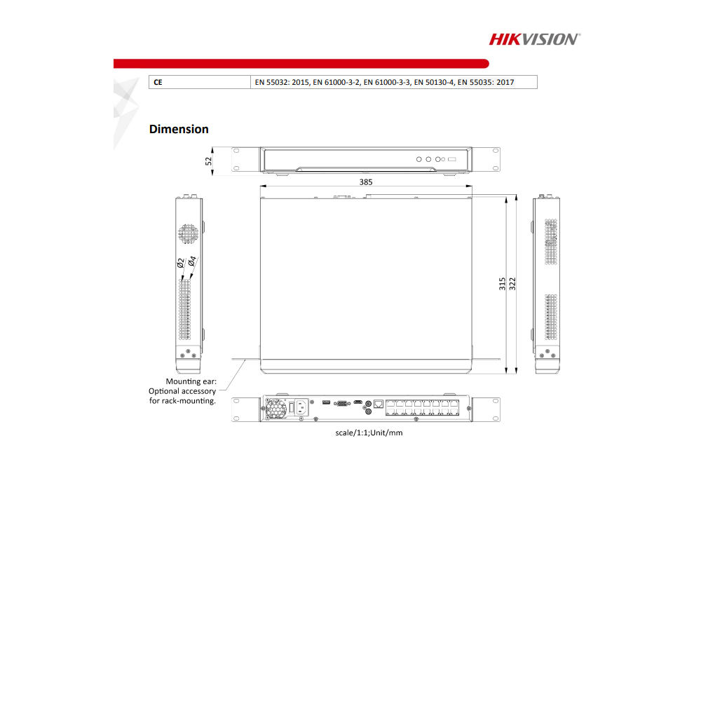 HIKVISION 16CH NVR DS-7616NI-Q2/16P 1U 16 PoE 4K NVR