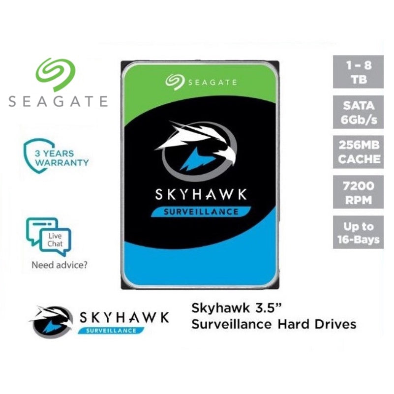 Seagate 1TB / 2TB / 4TB / 6TB / 8tb HDD Surveillance Hard Disk Skyhawk CCTV Hard Drive