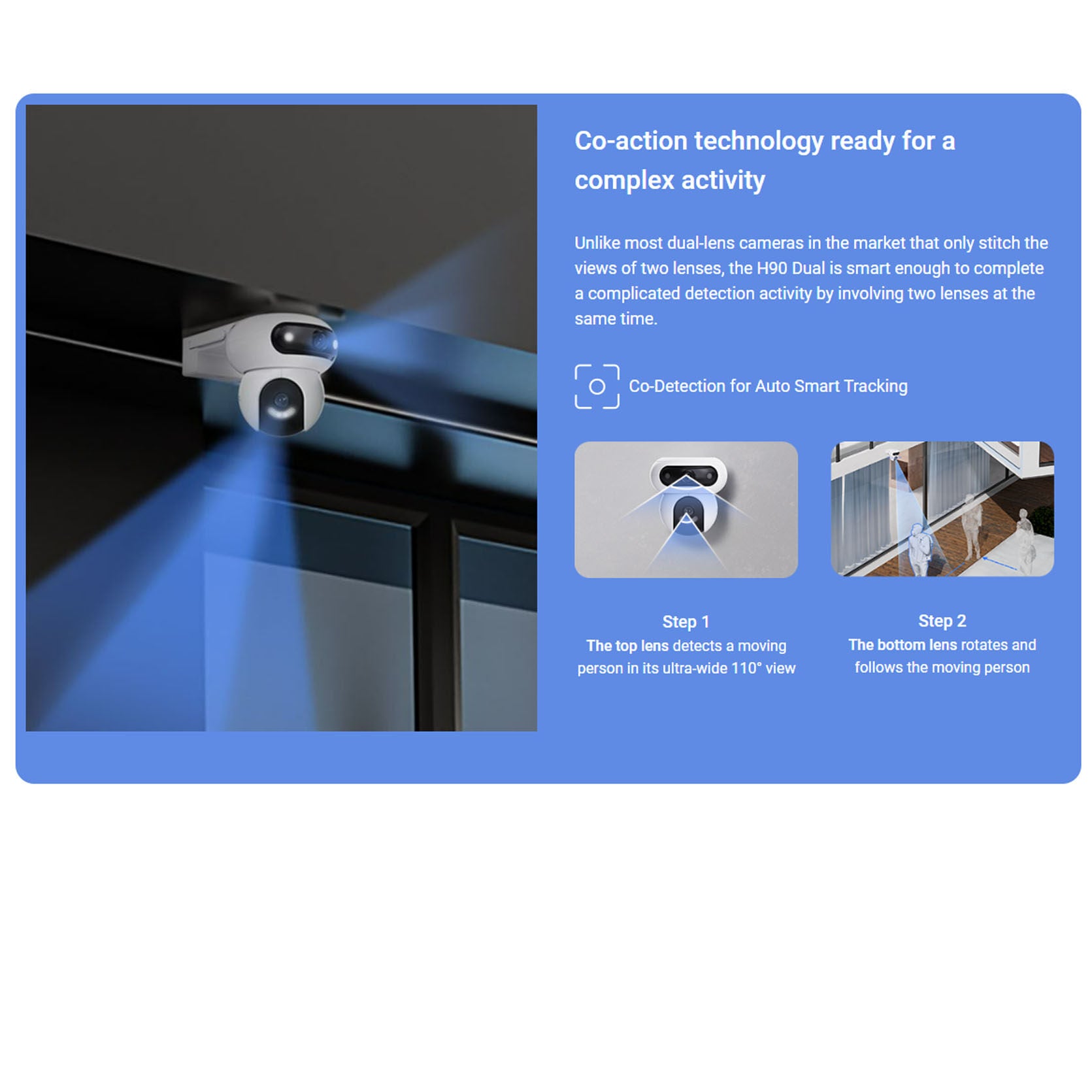 EZVIZ H90 DUAL LENS 2K+ + 2K+ Full Color Night Vision, Outdoor Alarm With Flood Light Waterproof AI Detection CCTV