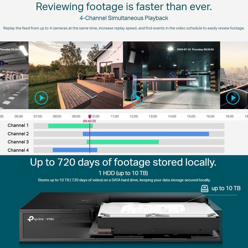 TP-LINK VIGI NVR1008H ONVIF 8 Channel H.265+ 80 Mbps Network Video Recorder