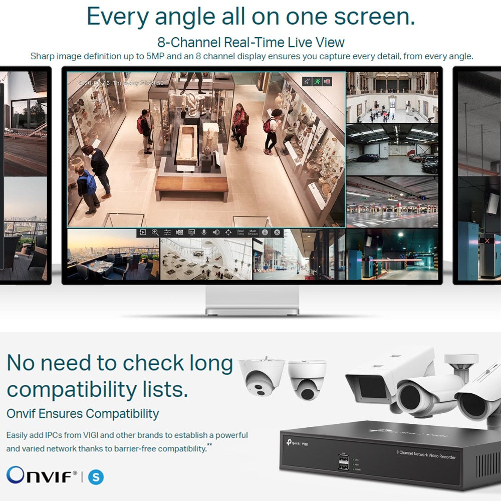 TP-LINK VIGI NVR1008H ONVIF 8 Channel H.265+ 80 Mbps Network Video Recorder