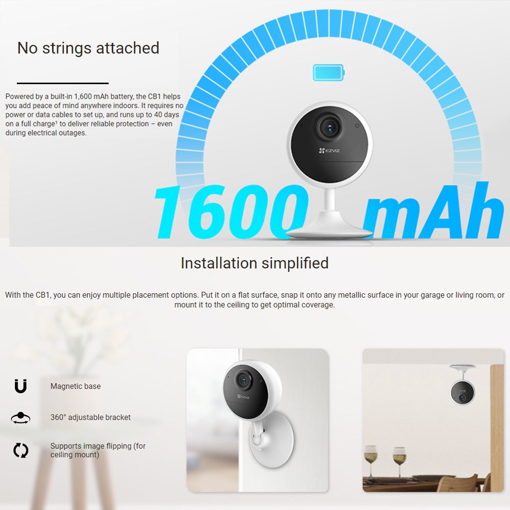 EZVIZ CB1 Full HD 1080P 2MP Wi-Fi Battery Powered Security CCTV Camera