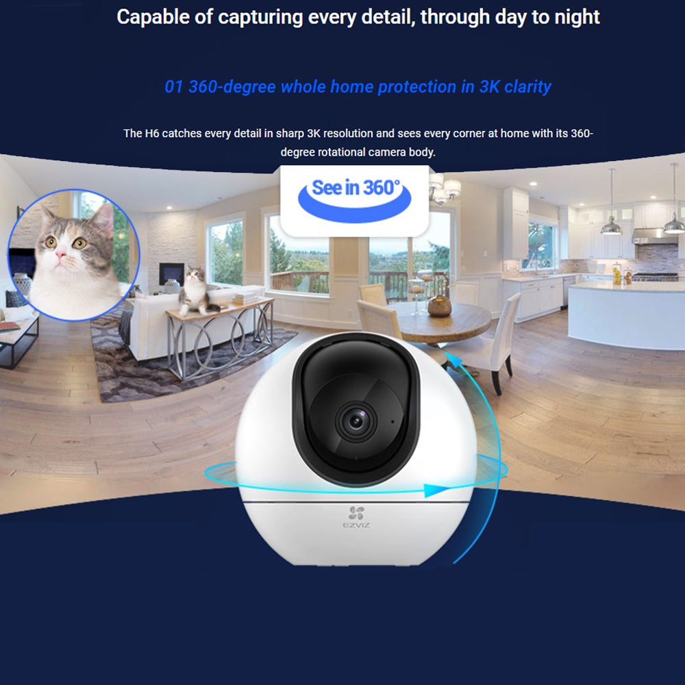 Ezviz H6 3K 5MP 1620p Night Vision Auto-Focus Tracking IP Surveillance Camera