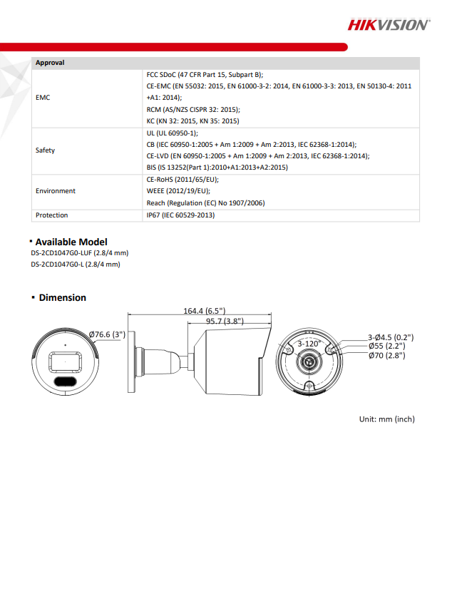 HIKVISION DS-2CD1047G0-L(C) 4MP ColorVu Fixed Bullet Network Camera