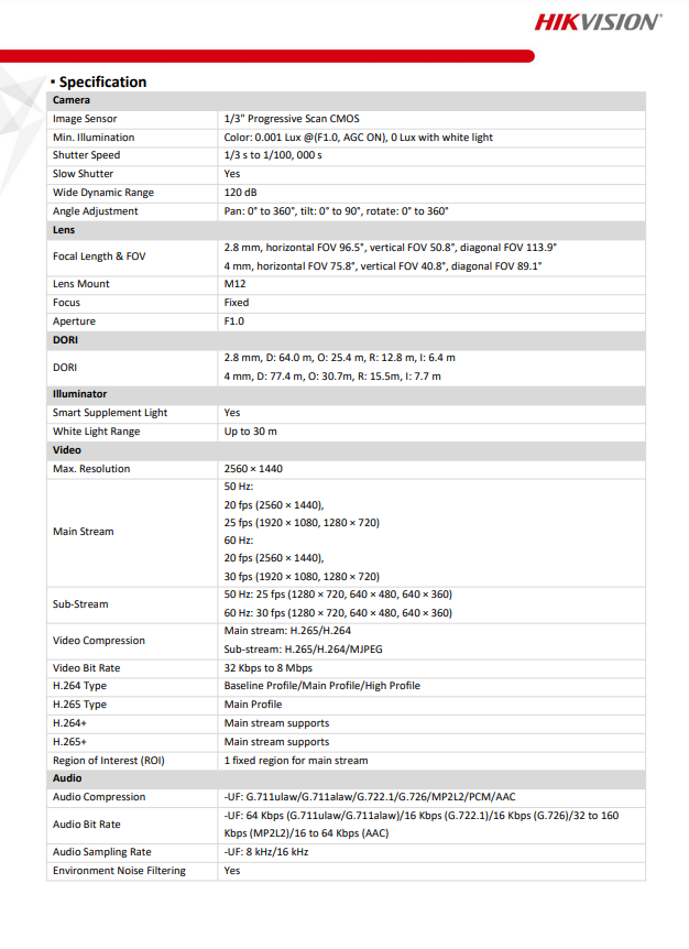 HIKVISION DS-2CD1047G0-L(C) 4MP ColorVu Fixed Bullet Network Camera