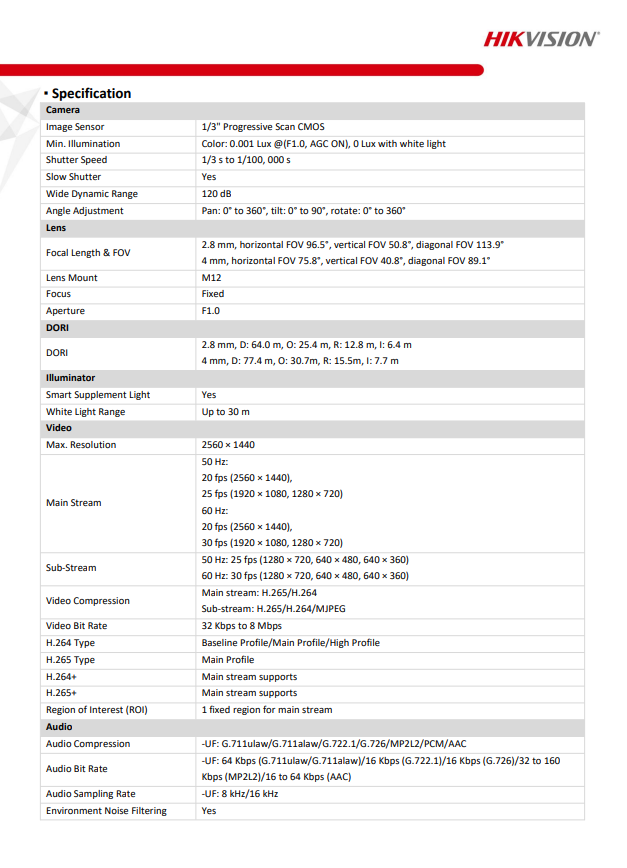 HIKVISION DS-2CD1047G0-LUF(C) 4MP ColorVu Fixed Bullet Network Camera