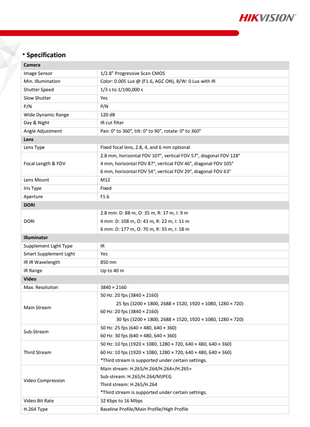 HIKVISION DS-2CD2083G2-I 8MP AcuSense Fixed Bullet Network Camera