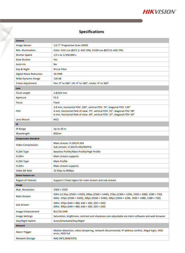 HIKVISION DS-2CD1053G0-I 5MP Fixed Bullet Network Camera