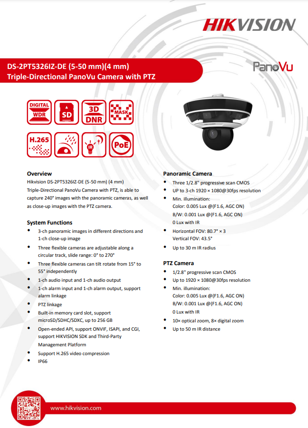 HIKVISION DS-2PT5326IZ-DE(5-50mm)(4mm) PT5 Mini PanoVu Camera