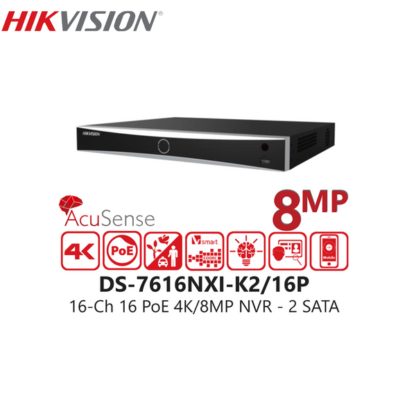 HIKVISION DS-7616NXI-K2/16P/S(C) 16-ch 1U 16 PoE AcuSense 4K NVR