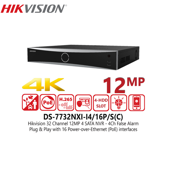 HIKVISION DS-7732NXI-I4/16P/S(C) 32-ch 1.5U 16 PoE AcuSense 4K NVR