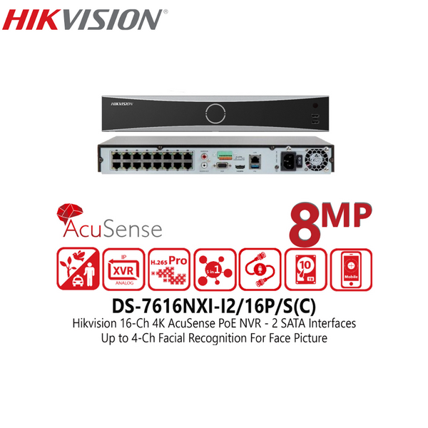 HIKVISION DS-7616NXI-I2/16P/S(C) 16-ch 1U 16 PoE AcuSense 4K NVR