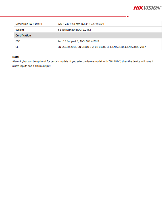 HIKVISION DS-7608NI-Q1(C) 8 Channel 1U 4K NVR