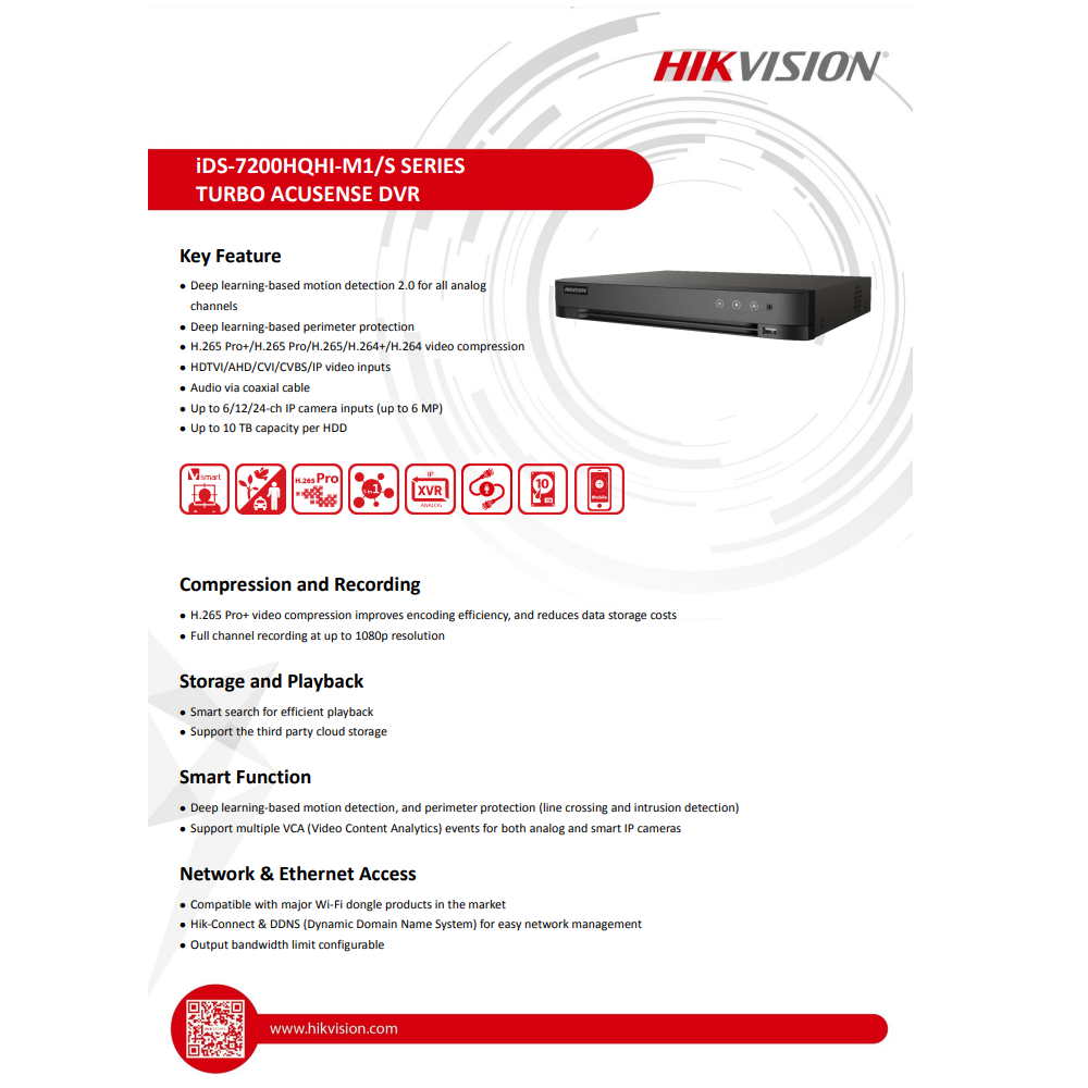 HIKVISION DS-7208HQHI-K1/E(S) 8-ch 1080P 1U H.265 DVR