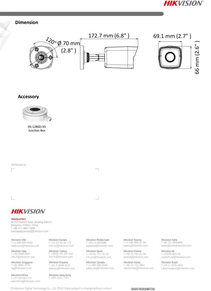 HIKVISION DS-2CD1023G0E-I(L) 2MP Fixed Bullet Network Camera