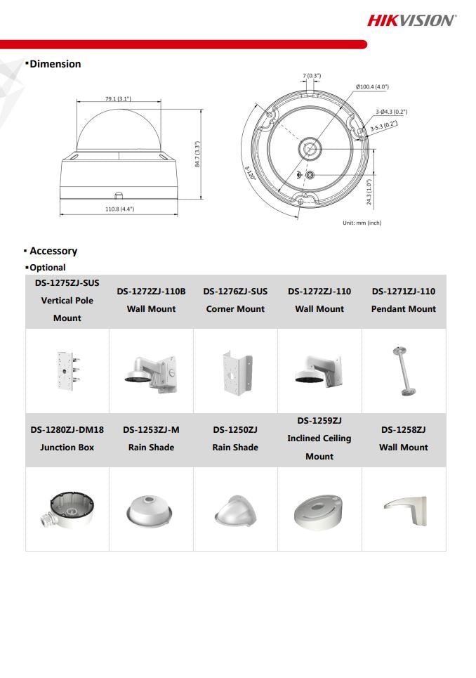 HIKVISION DS-2CD1153G0-I 5MP Fixed Vandal Dome Network Camera