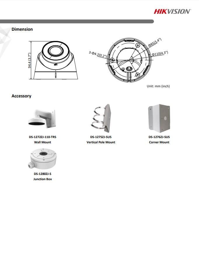 HIKVISION DS-2CD1323G0-IUF 2MP Fixed Turret Network Camera