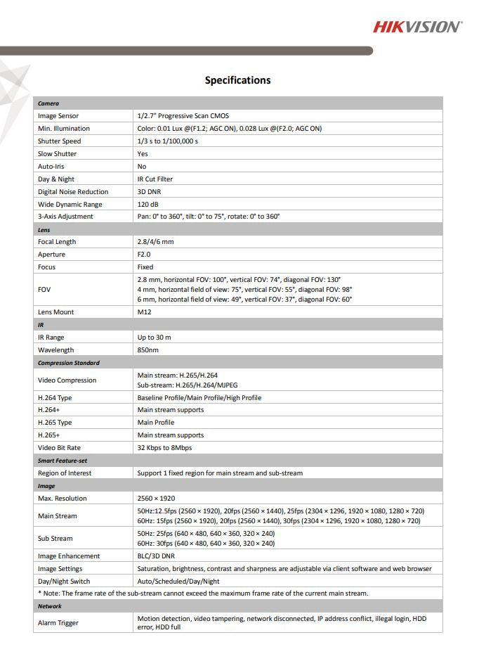 HIKVISION DS-2CD1353G0-I 5MP Fixed Turret Network Camera