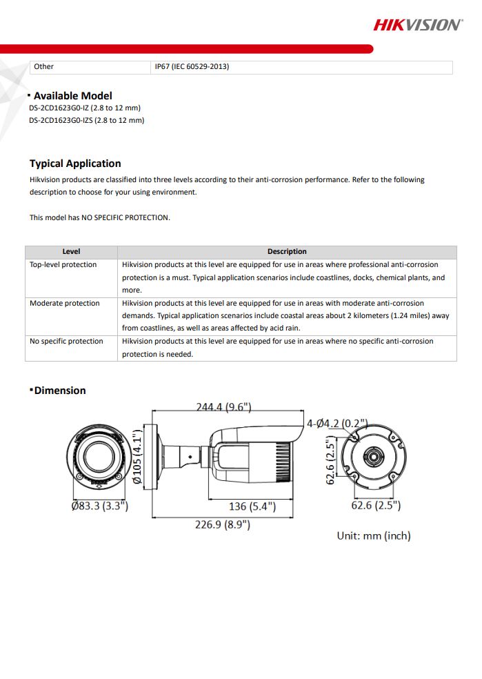 HIKVISION DS-2CD1623G0-IZ 2MP Motorized Varifocal Bullet Network Camera