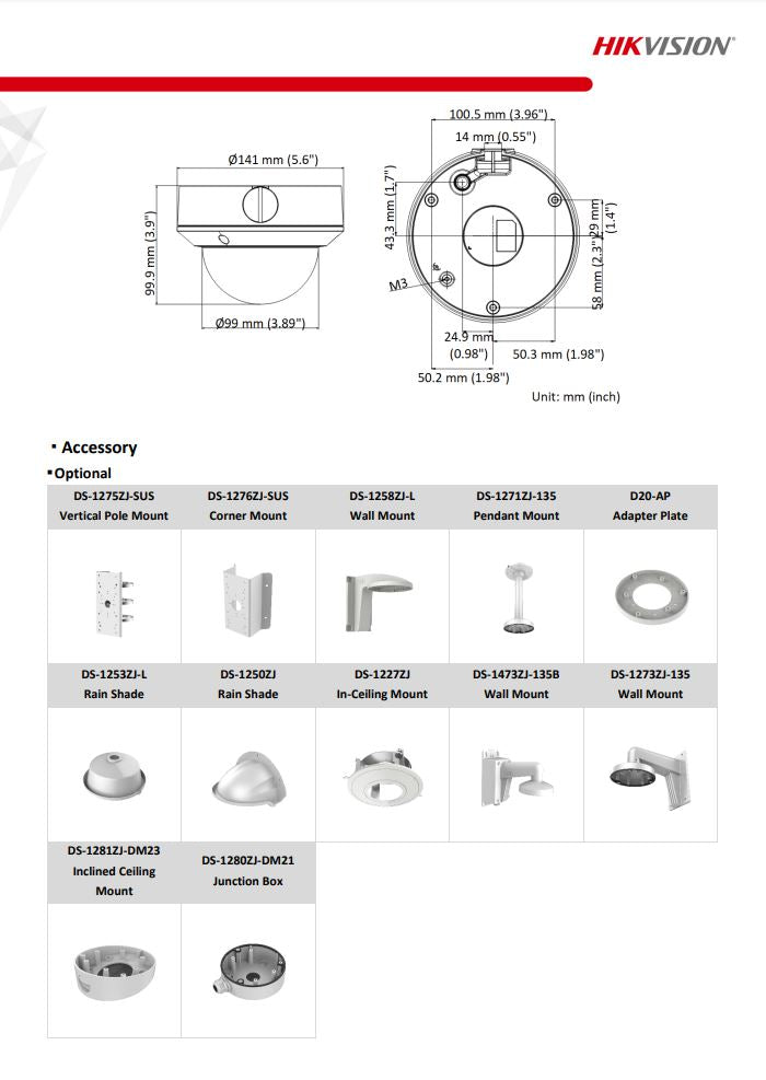 HIKVISION DS-2CD1743G0-IZ 4MP Motorized Varifocal Dome Network Camera