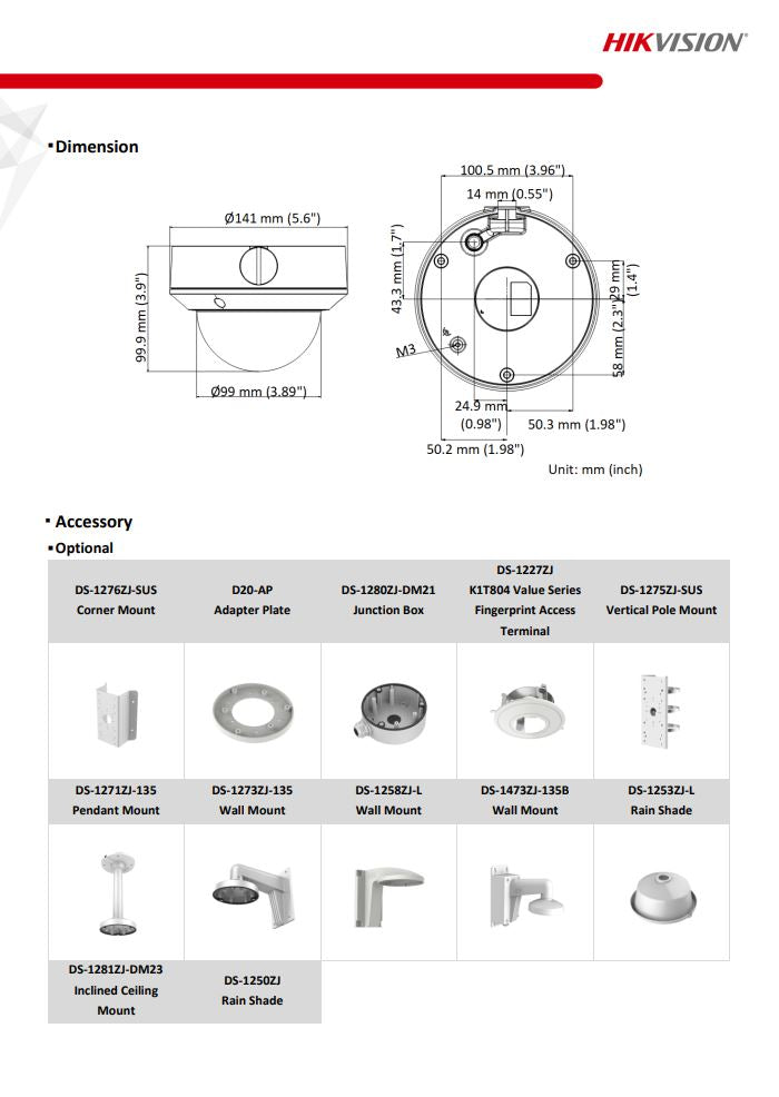 HIKVISION DS-2CD1753G0-IZ 4MP Motorized Varifocal Dome Network Camera