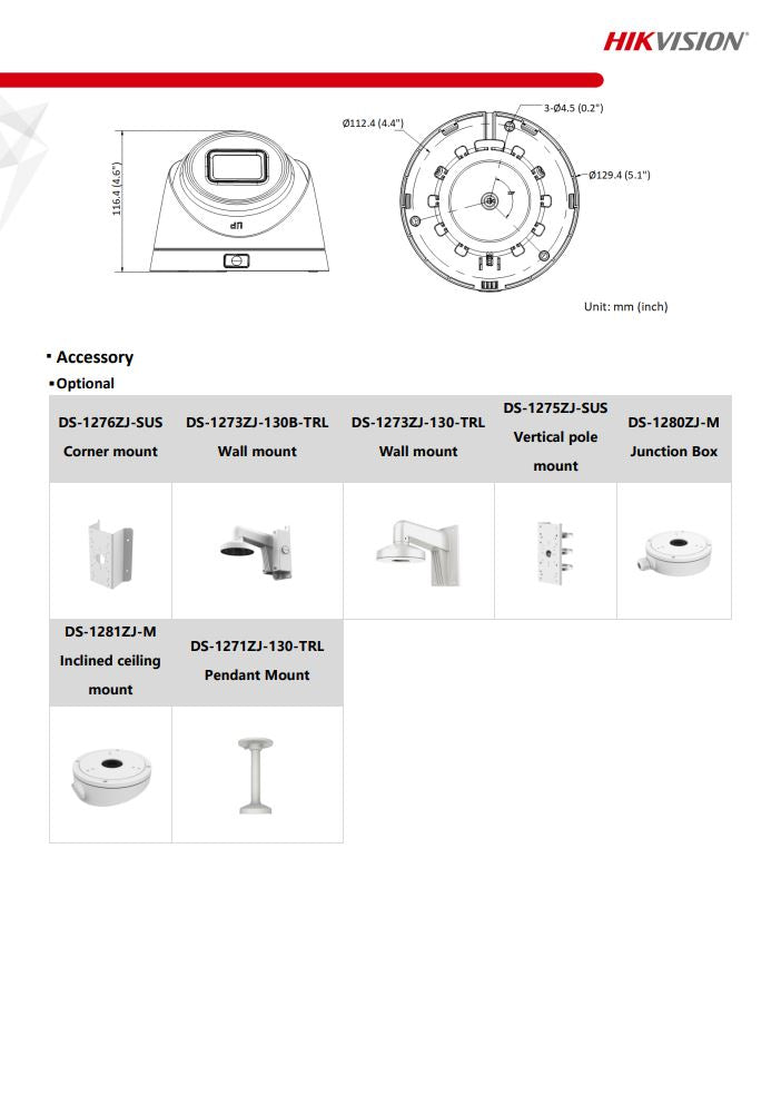 HIKVISION DS-2CD1H53G0-IZ 5MP Motorized Varifocal Turret Network Camera