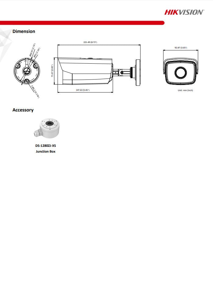 HIKVISION DS-2CD1T23G0-I(C) 2MP Fixed Bullet Network Camera