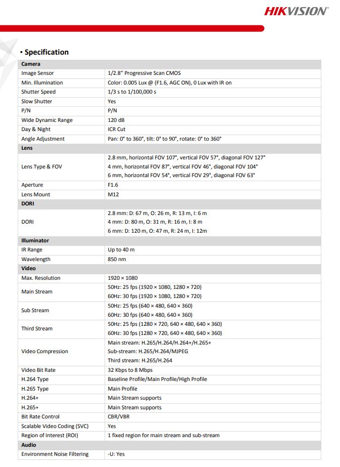 HIKVISION DS-2CD2023G2-I 2 MP EXIR Fixed Bullet Network Camera