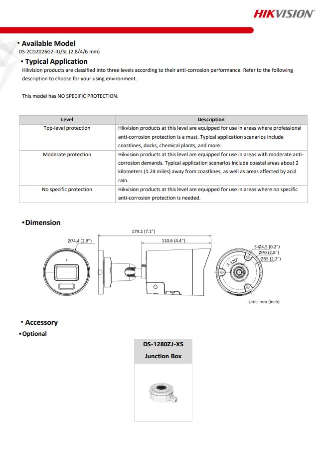 HIKVISION DS-2CD2026G2-IU/SL(D) 2MP AcuSense Strobe Light & Audible Warning Fixed Mini Bullet Network Camera